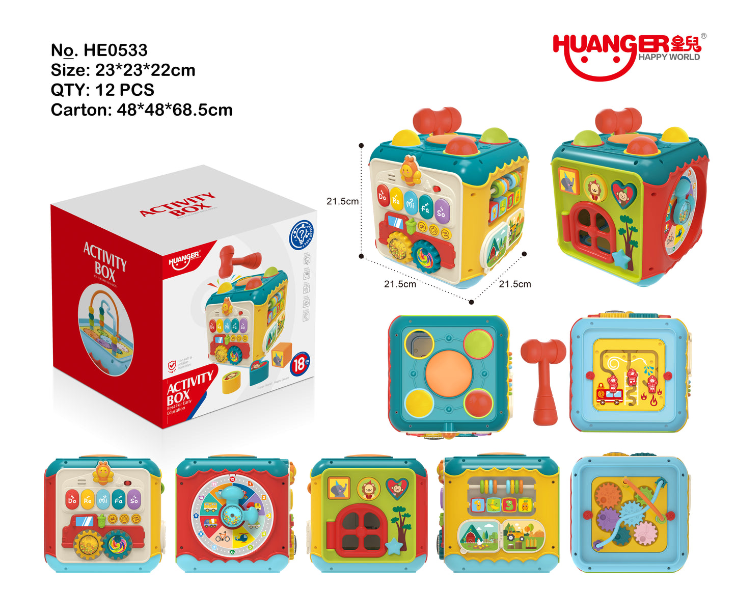 Cubo musical infantil educativo 5 en 1 para estimular el desarrollo de tu bebé - Pegland