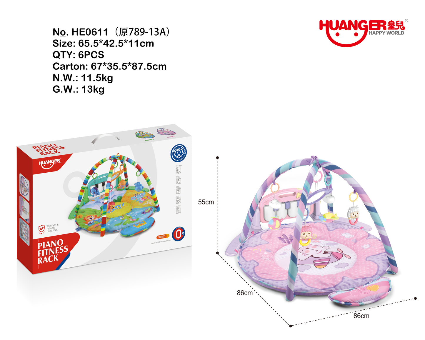 Piano gimnasio multicolor o rosa para estimular el desarrollo de tu bebé - Pegland