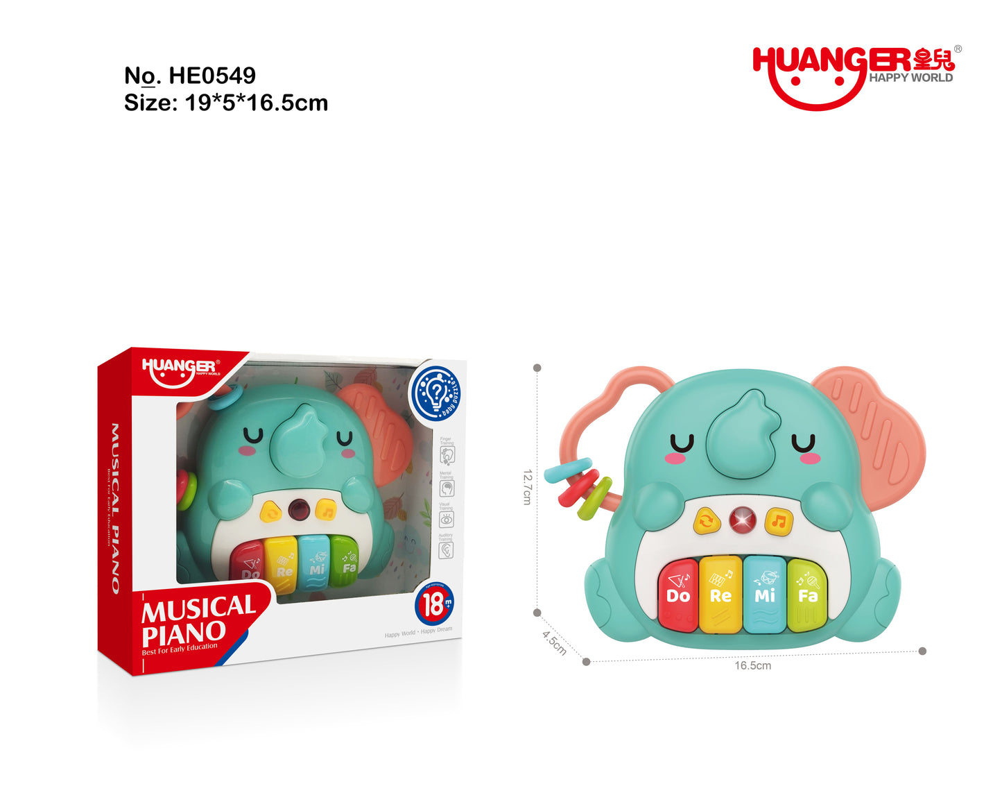 Piano didactico de elefantito para estimular el desarrollo de tu bebé - Pegland