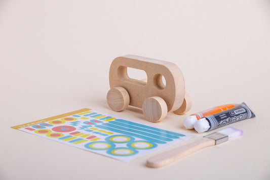 Kit crear autos en madera MDF para jugar y pintar - Pegland