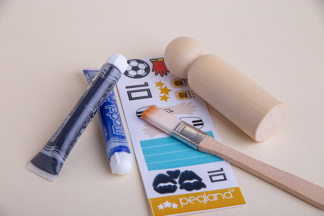 Kit crear futbol en madera maciza palo blanco para jugar y pintar - Pegland