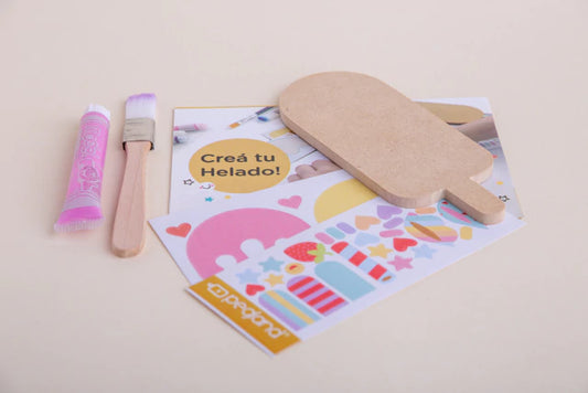 Kit crear heladitos en madera MDF para jugar y pintar - Pegland