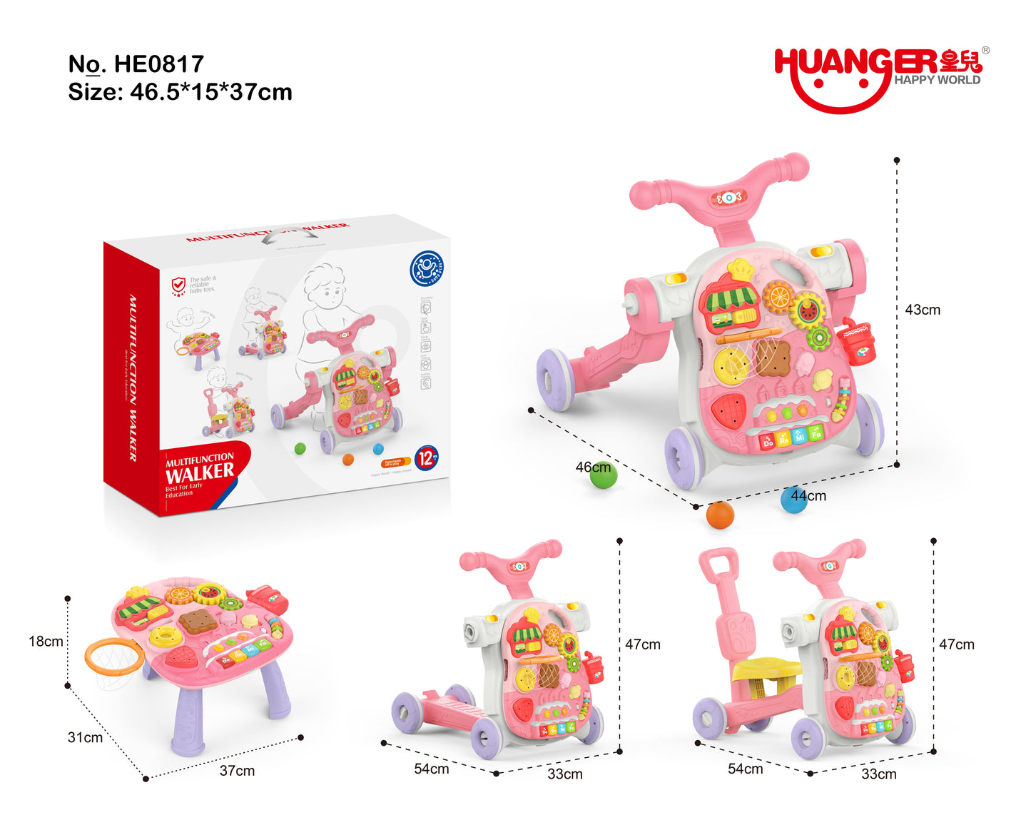 Caminador Andador 4 en 1: Asiento, Mesa y Monopatín