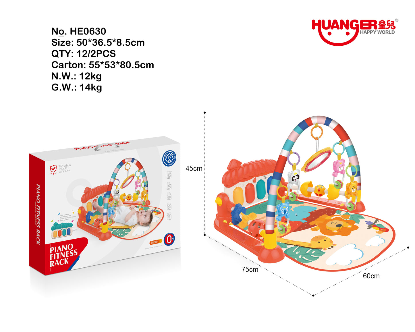 Gimnasio para bebés musical multicolor para estimular el desarrollo tu bebé - Pegland