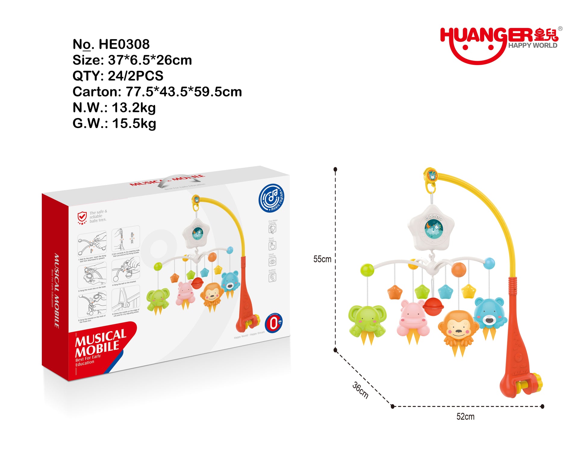 Movil musical de animalitos para bebés para estimular el desarrollo de tu bebé - Pegland