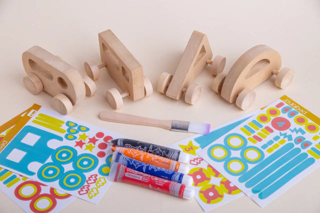 Caja crear autos en madera mdf para jugar y pintar - Pegland