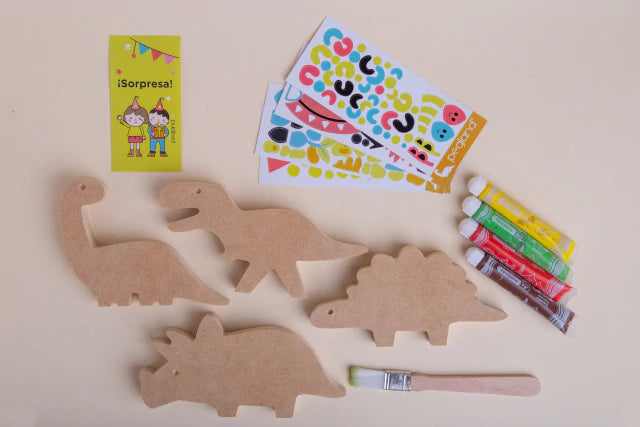 Caja crear dinos en madera mdf para jugar y pintar - Pegland