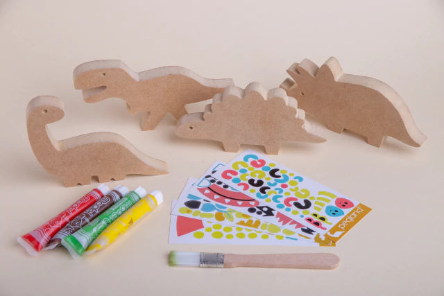 Caja crear dinos en madera mdf para jugar y pintar - Pegland