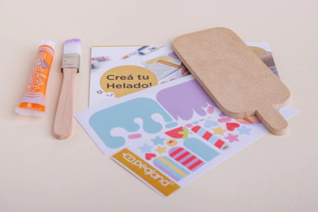 Caja crear heladitos en madera mdf para jugar y pintar - Pegland