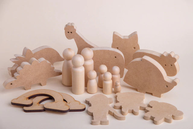 Caja full crear en madera mdf para jugar y pintar - Pegland