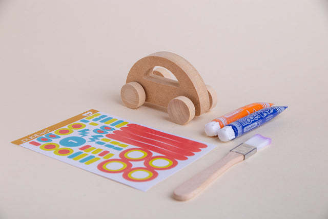 Kit crear autos en madera MDF para jugar y pintar - Pegland