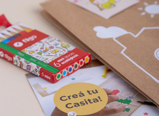 Kit crear casitas en papel kraft para jugar y pintar - Pegland