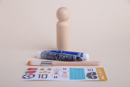 Kit crear futbol en madera maciza palo blanco para jugar y pintar - Pegland