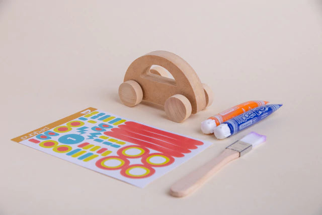 Kit cumple autos en madera MDF para jugar y pintar - Pegland