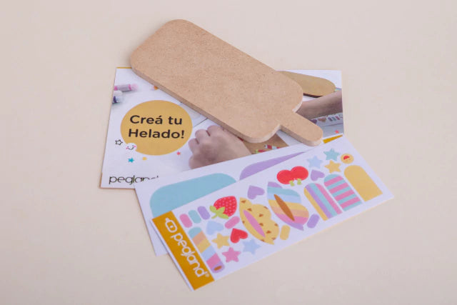Kit cumple heladitos en madera mdf para jugar y pintar - Pegland