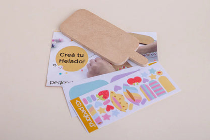 Kit cumple heladitos en madera mdf para jugar y pintar - Pegland